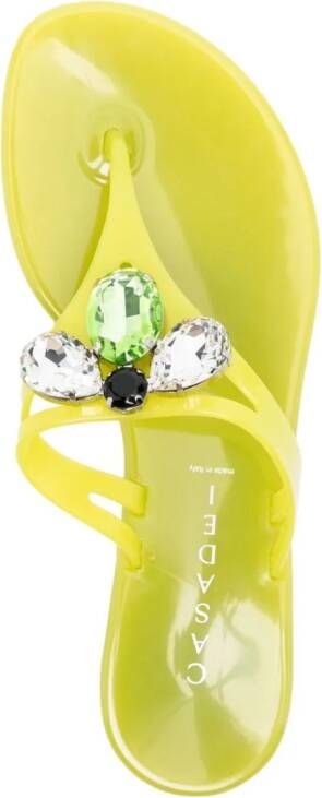 Casadei Jelly crystal-embellished flip flops Green