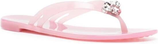 Casadei Jelly crystal-embellished flip flops Pink