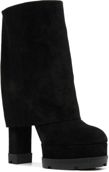 Casadei knee-length suede boots Black
