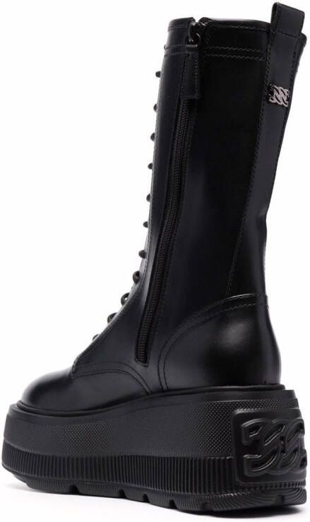 Casadei lace-up platform boots Black
