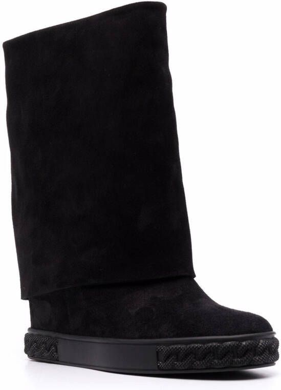 Casadei leather flat boots Black