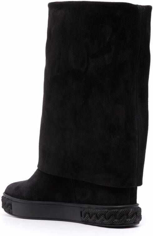 Casadei leather flat boots Black