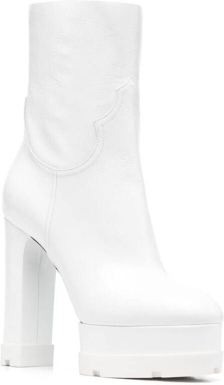 Casadei leather platform boots White