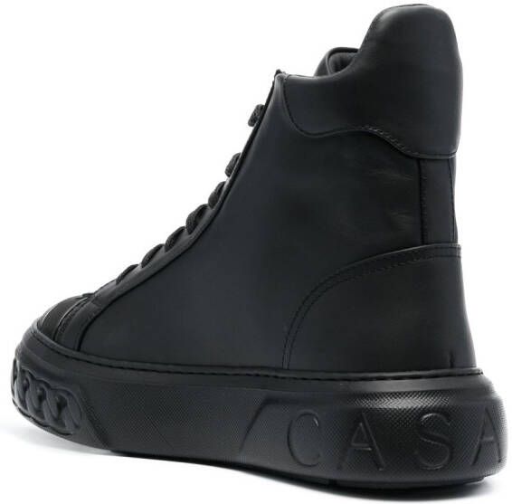Casadei logo-plaque lace-up leather sneakers Black