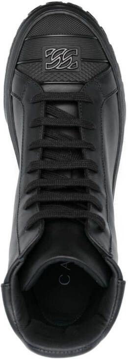 Casadei logo-plaque lace-up leather sneakers Black