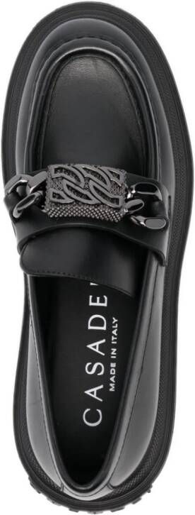 Casadei logo-plaque leather loafers Black