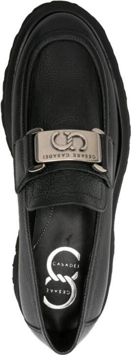 Casadei logo-plaque leather loafers Black