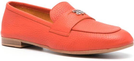 Casadei logo-plaque leather loafers Orange