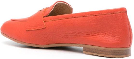 Casadei logo-plaque leather loafers Orange