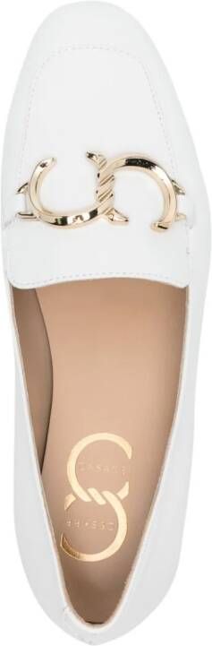 Casadei logo plaque leather loafers White