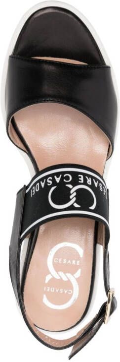 Casadei logo-print wedge sandals Black