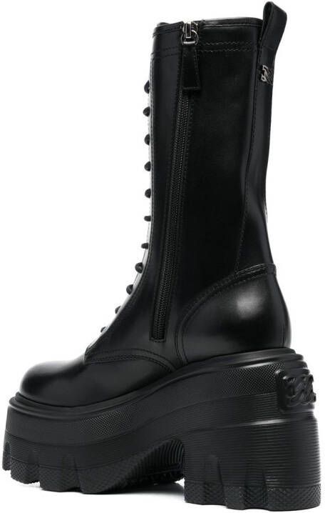 Casadei Maxi lace-up army 120mm boots Black