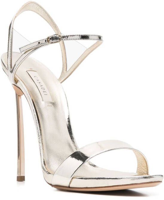 Casadei metallic-effect 140mm heel sandals Gold