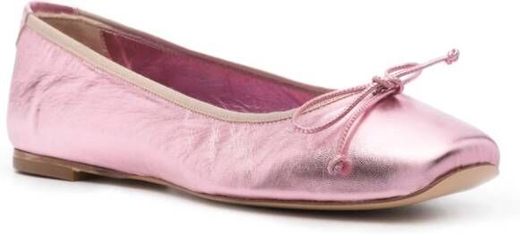 Casadei metallic leather ballerina shoes Pink
