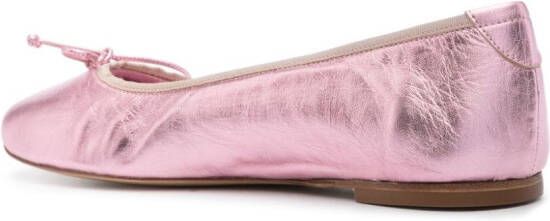 Casadei metallic leather ballerina shoes Pink