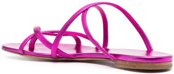 Casadei metallic leather slides Pink