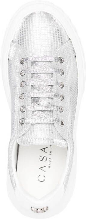 Casadei metallic textured sneakers Silver