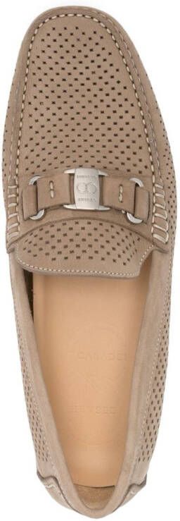 Casadei Nabuk perforated-detailing suede loafers Neutrals