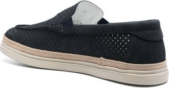 Casadei Nabuk perforated-leather espadrilles Blue