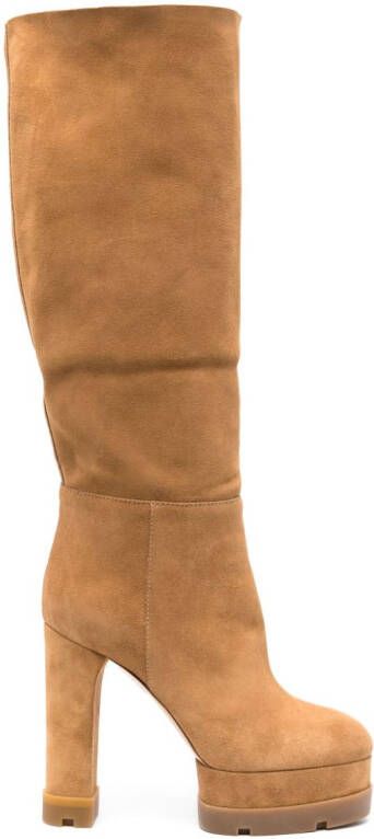 Casadei Nancy 160mm almond-toe boots Brown