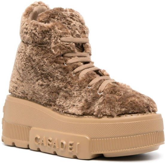 Casadei Nexus fleece-texture sneakers Neutrals