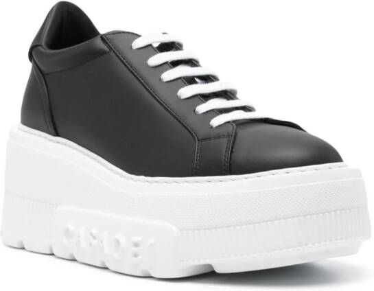 Casadei Nexus leather wedge sneakers Black