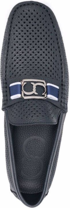 Casadei perforated leather loafers Blue