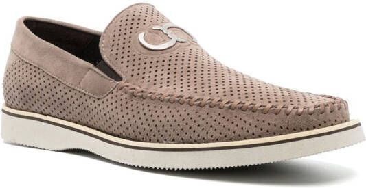 Casadei perforated suede loafers Neutrals