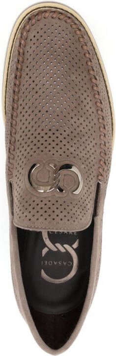 Casadei perforated suede loafers Neutrals