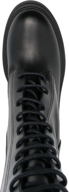 Casadei platform leather combat boots Black