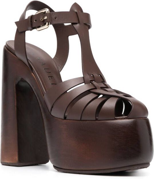 Casadei platform-wedge leather sandals Brown