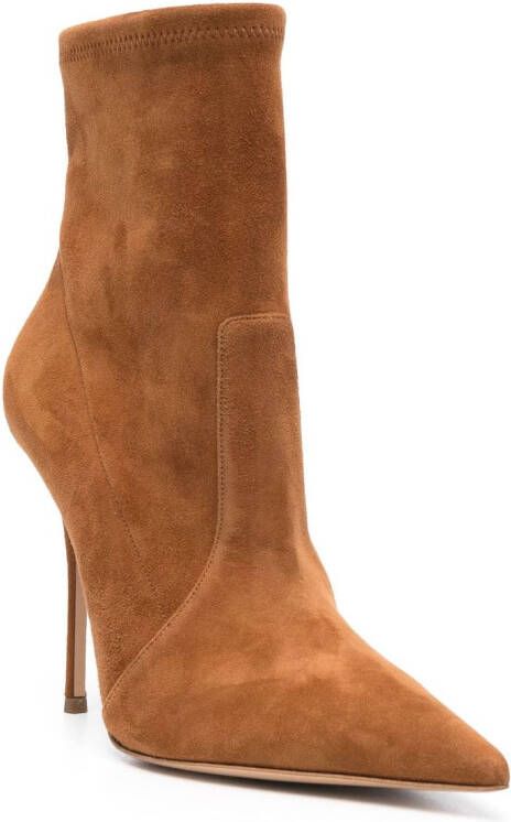 Casadei pointed-toe 110mm suede boots Brown