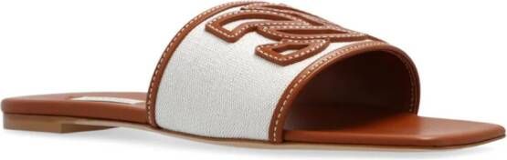 Casadei Portofino logo-appliqué leather sandals Neutrals