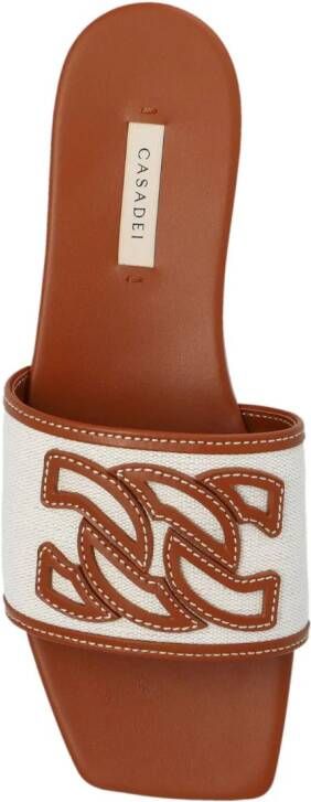 Casadei Portofino logo-appliqué leather sandals Neutrals
