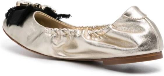 Casadei Queen Bee ballerina shoes Gold