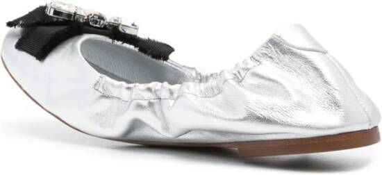 Casadei Queen Bee leather ballerina shoes Silver