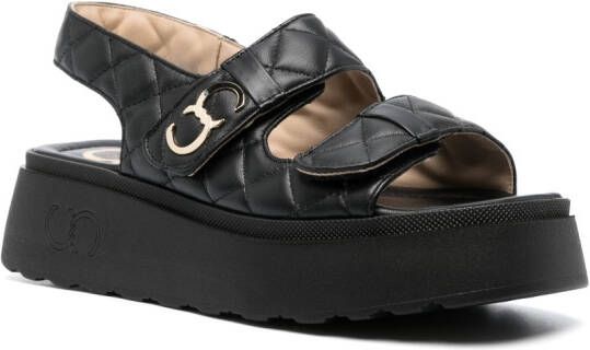 Casadei quilted flat sandals Black