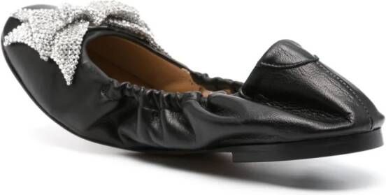 Casadei rhinestone-bow ballerina shoes Black