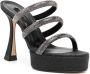 Casadei rhinestone-strap heeled mule sandals Black - Thumbnail 2