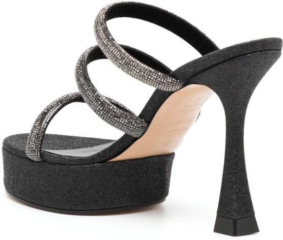 Casadei rhinestone-strap heeled mule sandals Black