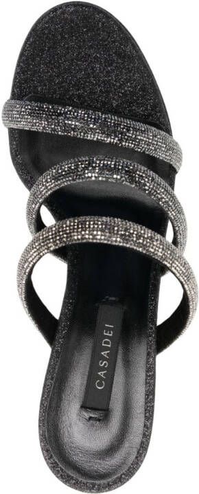 Casadei rhinestone-strap heeled mule sandals Black