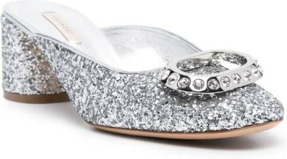 Casadei Ring Cleo 50mm mules Silver