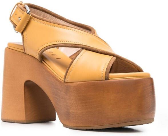 Casadei Rock platform leather sandals Brown
