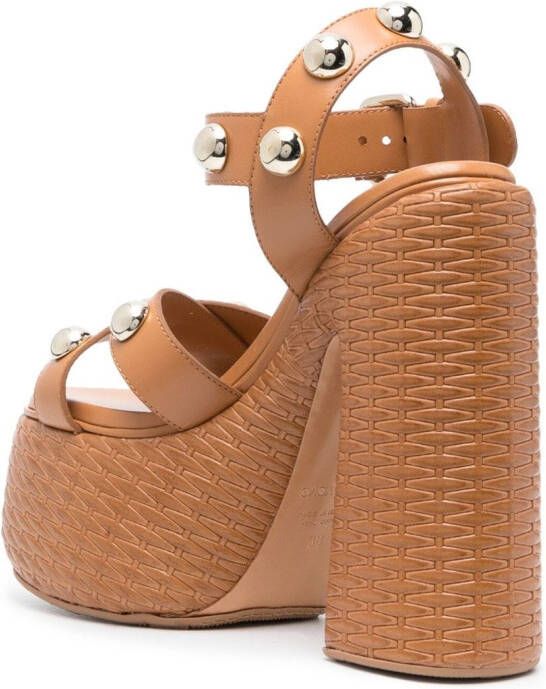 Casadei Rock Vimini stud-embellished sandals Brown