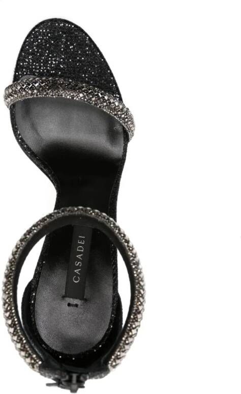 Casadei Scarlet 110mm glitter leather sandals Black