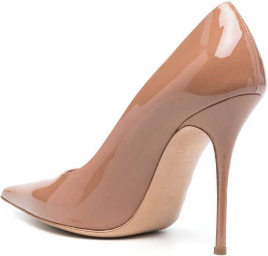 Casadei Scarlet Tiffany 110mm patent-finish pumps Brown
