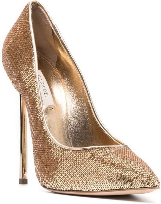 Casadei sequin-embellished 115mm heel pumps Gold