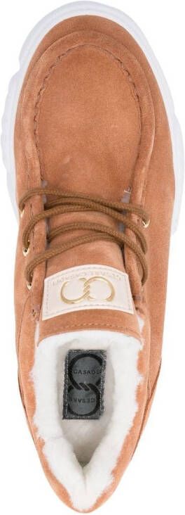 Casadei shearling-lined mid-top sneakers Brown