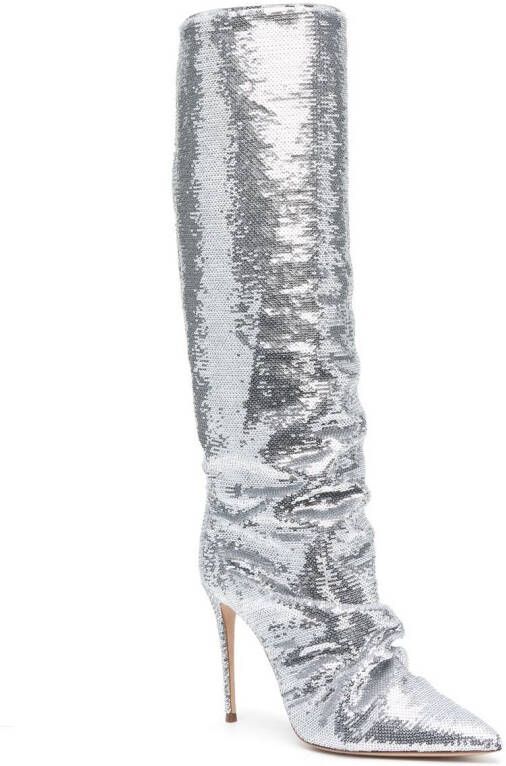 Casadei silver-tone sequin boots Grey