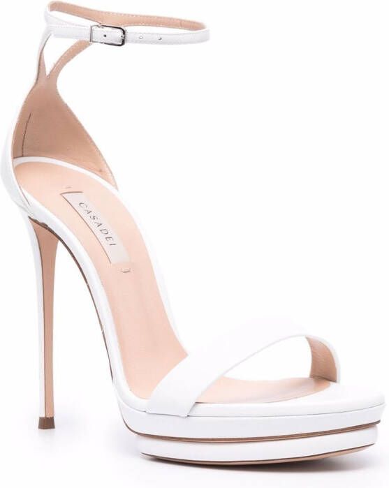 Casadei single-buckle leather sandals White
